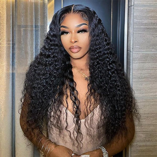 Budget Friendly 13x4 Water Wave Human Hair 150 Density Lace Frontal Wigs