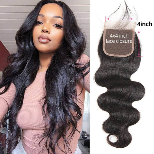 Clearance Sale 4*4 Lace Closure Human Hair Wig Fast Shipping from US Natural Black