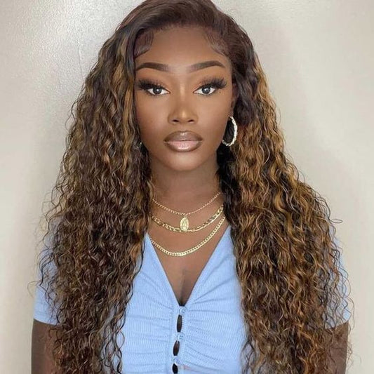 Queen Life hair 13x4 Ombre Highlight Lace Wig Swiss HD Lace Density 180% Deep Wave