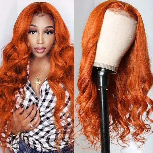Queen Life hair 13x4 Body Wave Ginger Colored Hair Lace Front Wig Made By Human Hair Density 150%