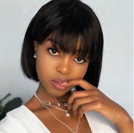 Queen Life hair BoB With Bang None Lace Straight Wig 150% Density