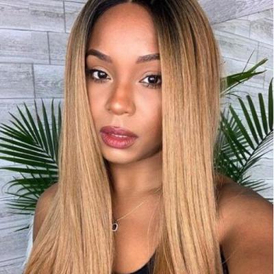 Queen Life hair 13x4 lace frontal Wigs Ombre 1B/27 honey blonde human hair Straight Wave