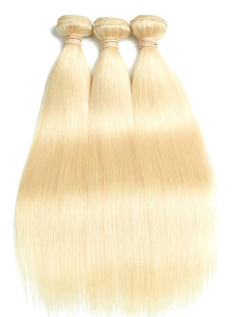 Queen Life hair 3 bundles with closure straight 613 blonde unprocessed human hair