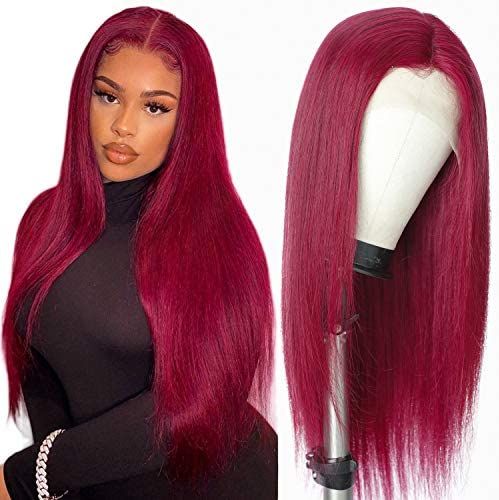 Queen Life hair 13x4 Lace Front Wig 99j Colored Straight Human Hair Density 150%
