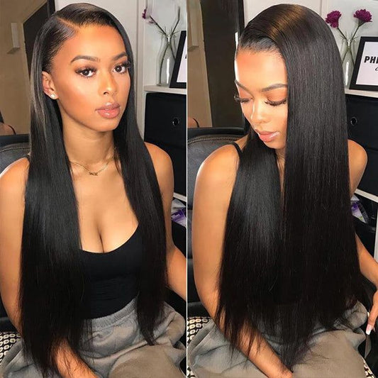 Budget Friendly 13x4 Straight Body Wave Human Hair 150 Density Lace Frontal Wigs