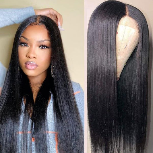 Clearance Sale T part Natural Black Human Hair Wig Fast Shipping from US