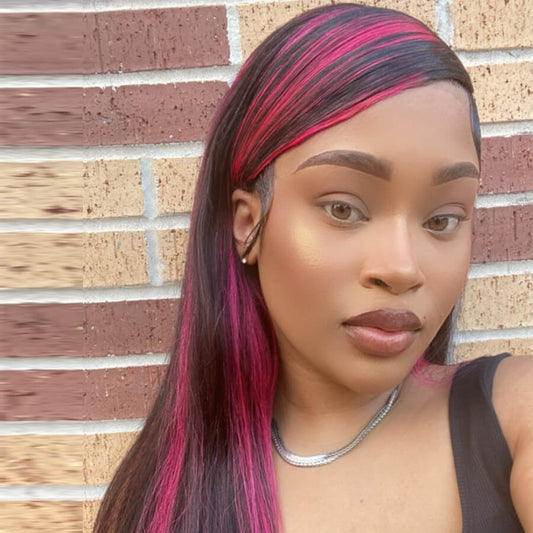 Berry Pink Highlight 13x4 Lace Front Straight/Body Wave Human Hair Wig