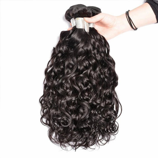 Queen Life hair 10A 4 Bundles With Lace Closure Water Wave Human Hair