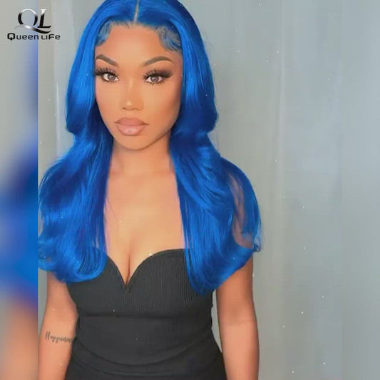 Queen Life hair Blue Color 3 Bundles With Lace Closure Body Wave Brazilian Human Hair