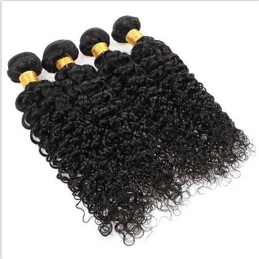 Queen Life hair 8A 4 Bundles With Lace Closure Curly Wave Indian Human Hair