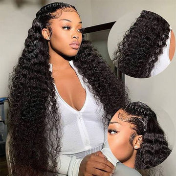 Queen Life hair 13x6 Lace Wig Density 150% 180％ Water Wave Transparent Lace Human Hair For Black Women