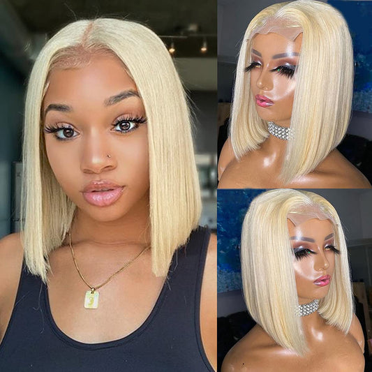 Queen Life Blonde 613 Straight 13x4 Lace Front T Part Bob Wig