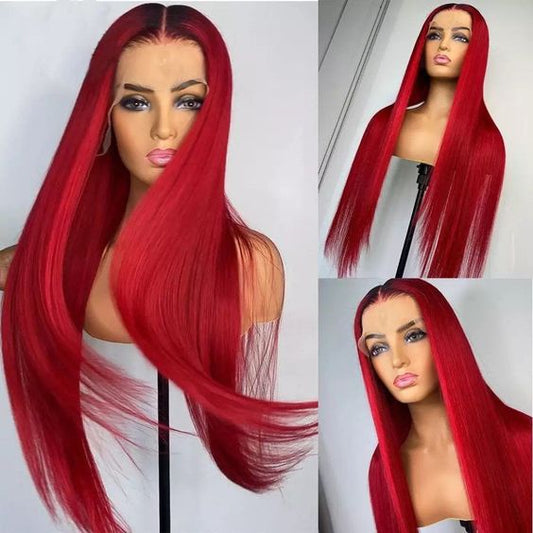 Queen Life hair 13x4 Lace Front Wig Density 150% Red color hair straight/body/ deep wave human hair pre plucked lace with baby hair
