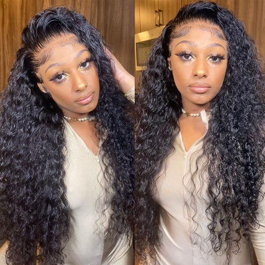 Glueless Deep Wave Frontal Wig Hd Human Hair Lace Front Wigs with Baby Hair