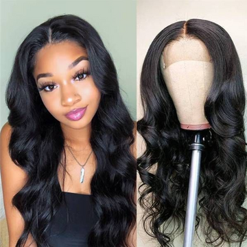 Queen Life hair 4x4 Body Lace Closure Wig Density150% Swiss Lace Human Hair