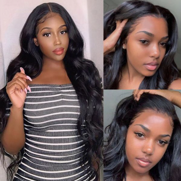Queen Life hair T Part Lace Wig Transparent 13x6x1 HD Lace Wig Body Wave Density 150% Human Hair Wig