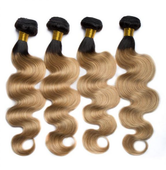 Queen Life hair 3 Bundles With Closure 1b 27 Body Wave Colored Hair Brazilian human hair