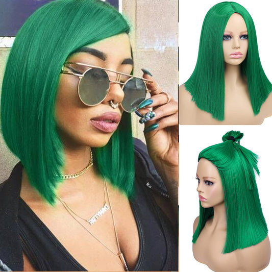 Dark Green 13x4 Front Lace Human Hair Bob Wig 200 Density