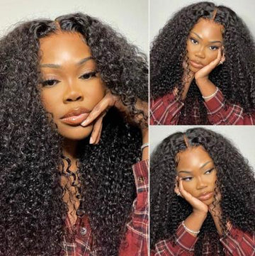 Queen Life hair 13x4 Lace Front Wig Kinky Curly Nature Transparent Swiss Lace Density 150% 180%