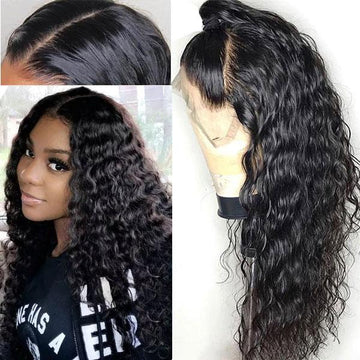 Queen Life hair Pre Plucked 13x6 Transparent HD Lace Front Wigs Brazilian Water Wave Human Hair Wigs For Sale