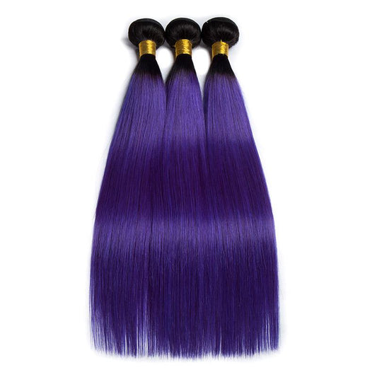 1B/Purple Color Straight Hair Bundles 3Pcs Long Brazilian Weave Human Hair