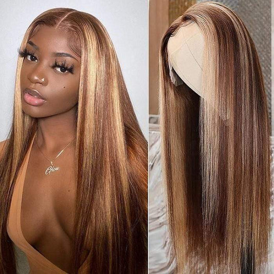 32inches Bayalge Full Front Virgin Human Hair Wig Blonde Brown