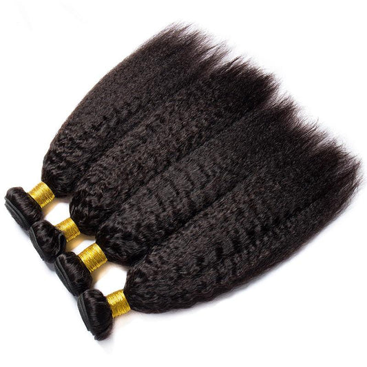 Queen Life30 Inch Long Brazilian Yaki Straight Human Hair 4 Bundles Kinky Straight Hair Weave