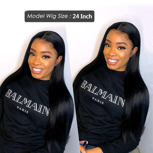 Queen Life Affordable Invisible Lace Wig Brazilian Straight Human Hair Wigs Pre Plucked 13x4 Lace Front Wigs For Women